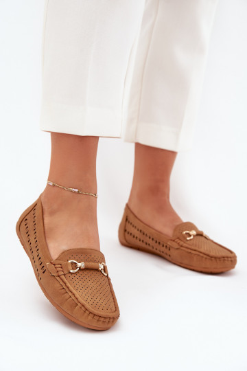 Mocasines de mujer con elementos de encaje y adornos en color marrón Kaydance 2