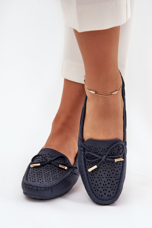 mocasines de mujer con elementos calados I ENiązaniem azul oscuro Mirisa mocasines de mujer con elementos calados I ENiązaniem azul oscuro Mirisa