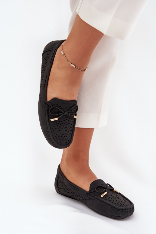 mocasines de mujer con elementos calados I ENiązaniem de color negro Mirisa mocasines de mujer con elementos calados I ENiązaniem de color negro Mirisa