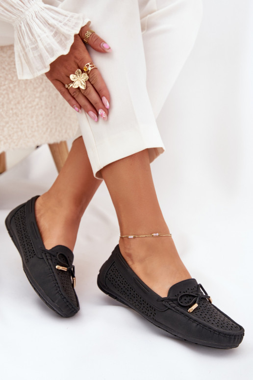 mocasines de mujer con elementos calados I ENiązaniem de color negro Mirisa mocasines de mujer con elementos calados I ENiązaniem de color negro Mirisa