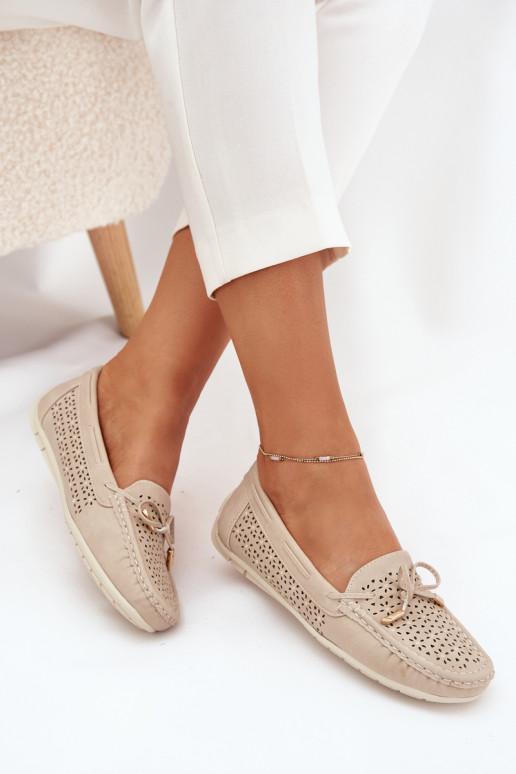 mocasines de mujer con elementos calados I ENiązaniem beige Mirisa mocasines de mujer con elementos calados I ENiązaniem beige Mirisa
