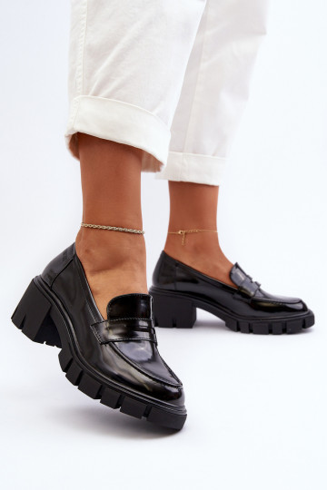 Mocasines de mujer con tacones gruesos Big Star NN274055 en color negro