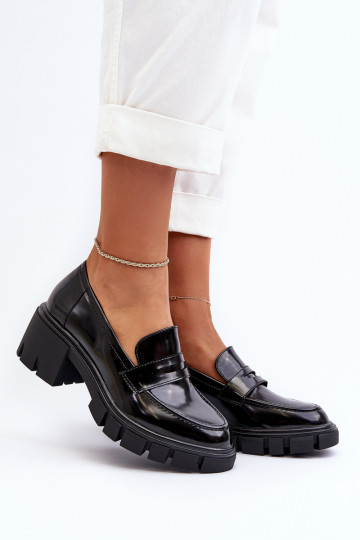 Mocasines de mujer con tacones gruesos Big Star NN274055 en color negro 2