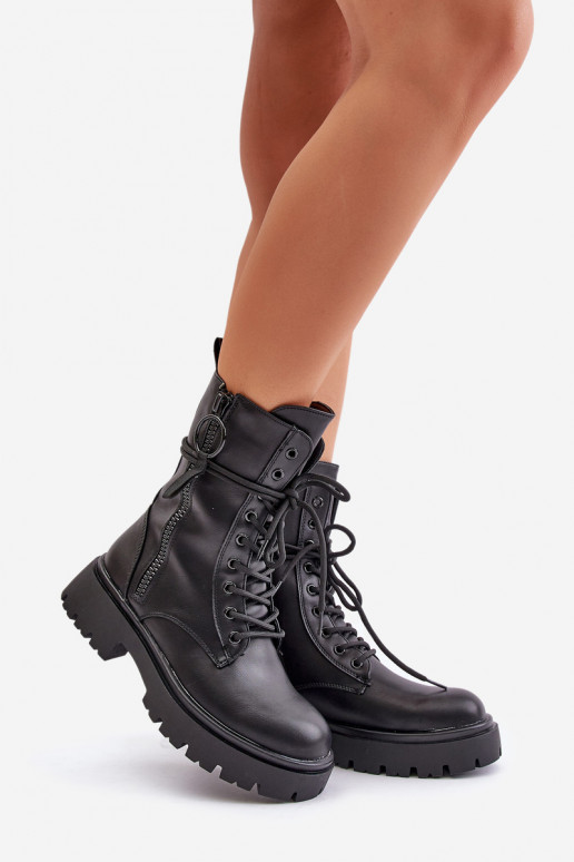 calentamiento botines de trabajo Femenino de cuero ecológico de color negro Nealandra calentamiento botines de trabajo Femenino de cuero ecológico de color negro Nealandra