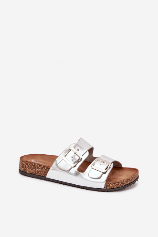 Femenino Zapatillas con una plataforma con hebillas color plata Vesina