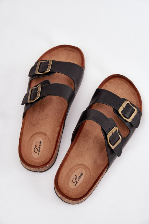 Femenino Zapatillas con una plataforma con hebillas de color negro Vesina