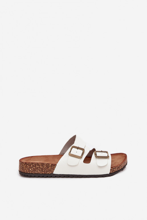 Femenino Zapatillas con una plataforma con hebillas el color blanco Vesina