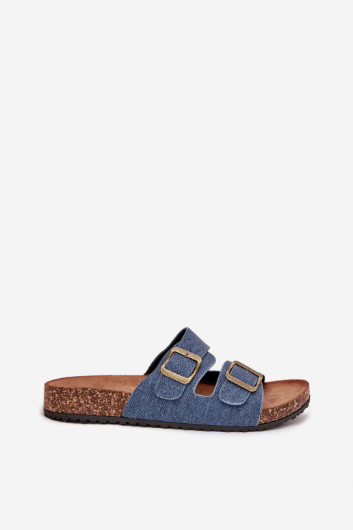 Femenino Zapatillas con una plataforma con hebillas Oscuro Jeans Vesina