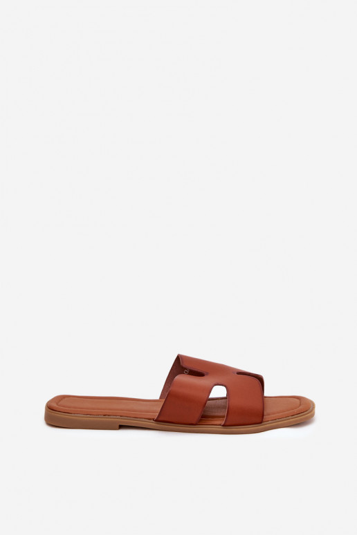 Zapatillas apartamento de mujeres Con recortes color marrón Salyra