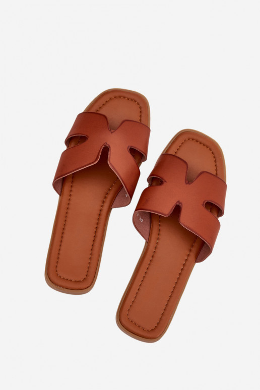 Zapatillas apartamento de mujeres Con recortes color marrón Salyra