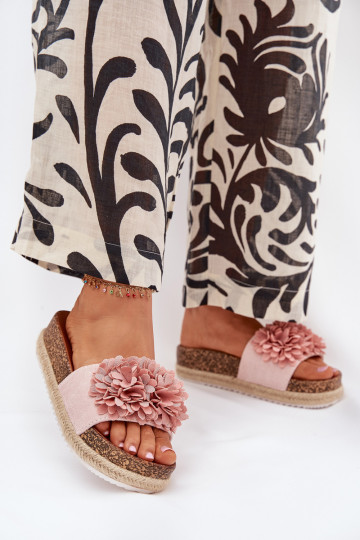 Chanclas de mujer color rosa con plataforma y motivos florales Tessara 2