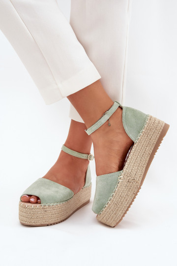 sandalias Alpargatas con una plataforma Con Trenza color menta Selise