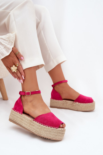 sandalias Alpargatas con una plataforma Con Trenza color rosa Selise
