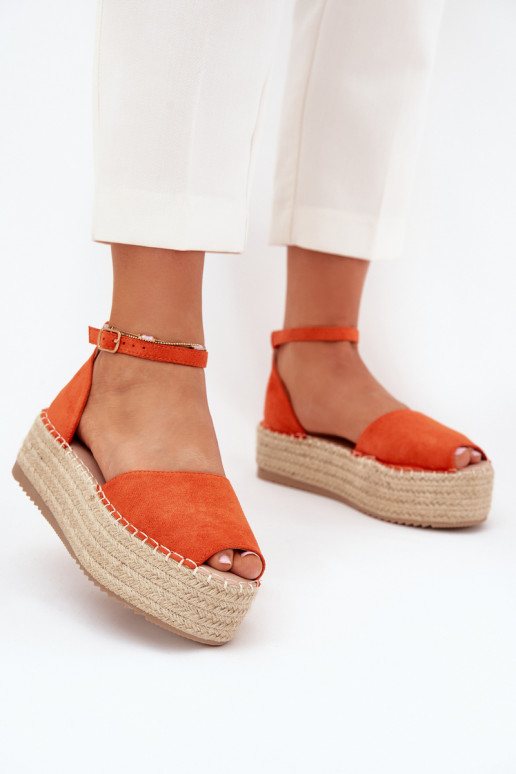sandalias Alpargatas con una plataforma Con Trenza color naranja Selise sandalias Alpargatas con una plataforma Con Trenza color naranja Selise