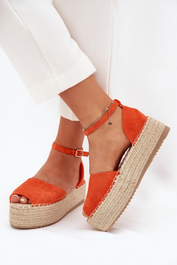 sandalias Alpargatas con una plataforma Con Trenza color naranja Selise 2