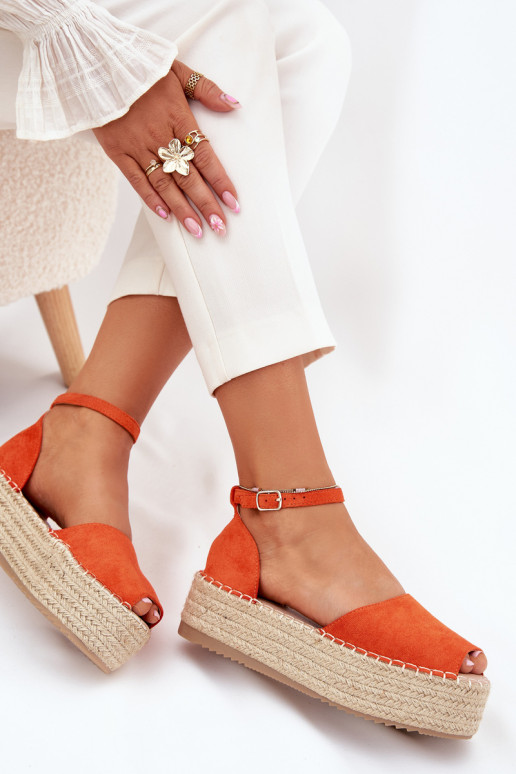 sandalias Alpargatas con una plataforma Con Trenza color naranja Selise sandalias Alpargatas con una plataforma Con Trenza color naranja Selise