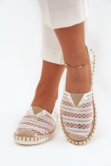 Espadrilles blancas de mujer con encaje y malla Faylira