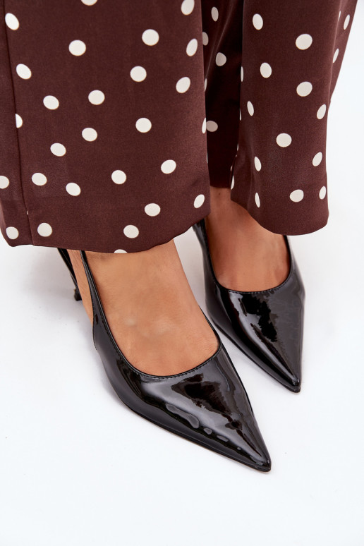 con efecto barniz Zapatos con tacones finos con el talón abierto de color negro Talira