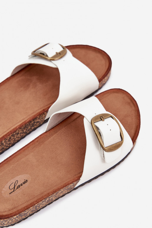 zapatillas de mujer con una plataforma con hebillas el color blanco Vianara