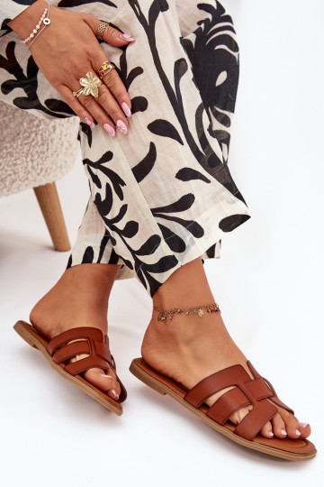 Mirona zapatillas de mujer marrones con tacones anchos