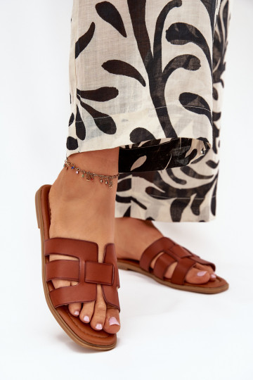 Mirona zapatillas de mujer marrones con tacones anchos 2