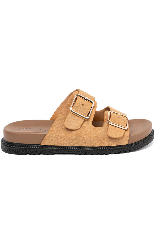 color caramelo Zapatillas mujer ze doradomi klamrami