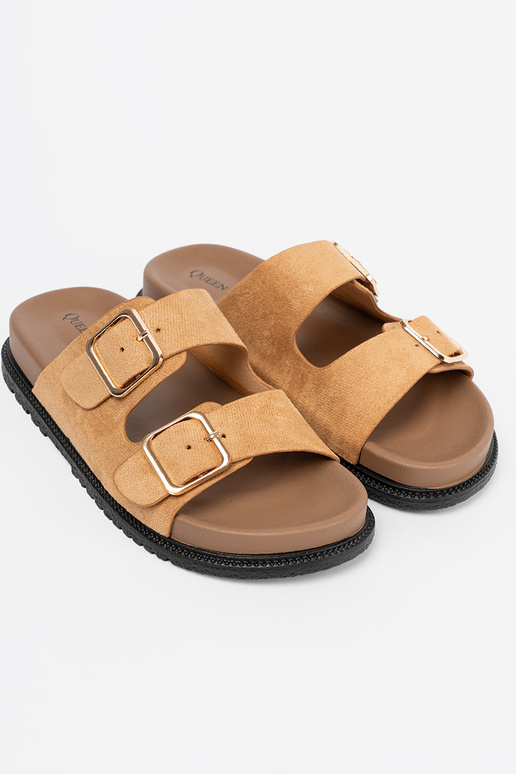 color caramelo Zapatillas mujer ze doradomi klamrami