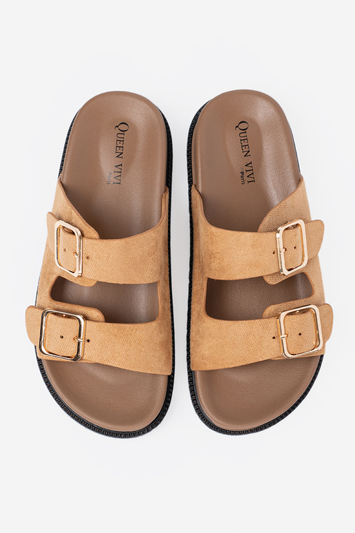 color caramelo Zapatillas mujer ze doradomi klamrami