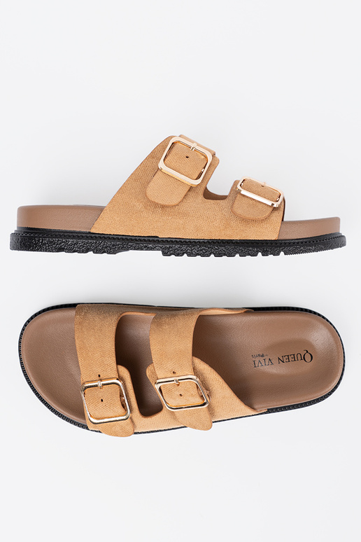 color caramelo Zapatillas mujer ze doradomi klamrami