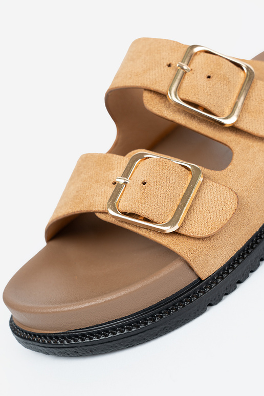 color caramelo Zapatillas mujer ze doradomi klamrami