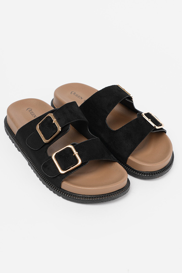 de color negro Zapatillas mujer ze doradomi klamrami