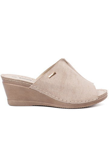 beige mujer Zapatillas con una plataforma 2