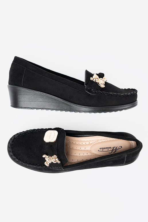 de color negro de gamuza medio zapatos z ozdobnym misiem