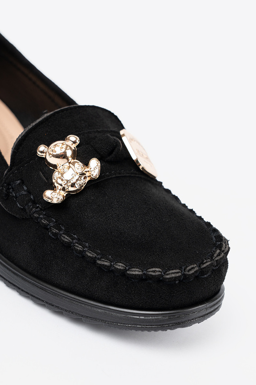 de color negro de gamuza medio zapatos z ozdobnym misiem