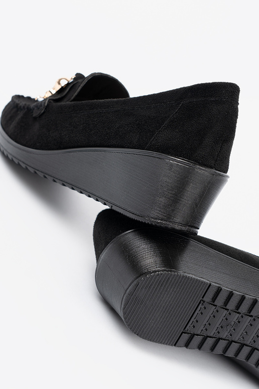 de color negro de gamuza medio zapatos z ozdobnym misiem