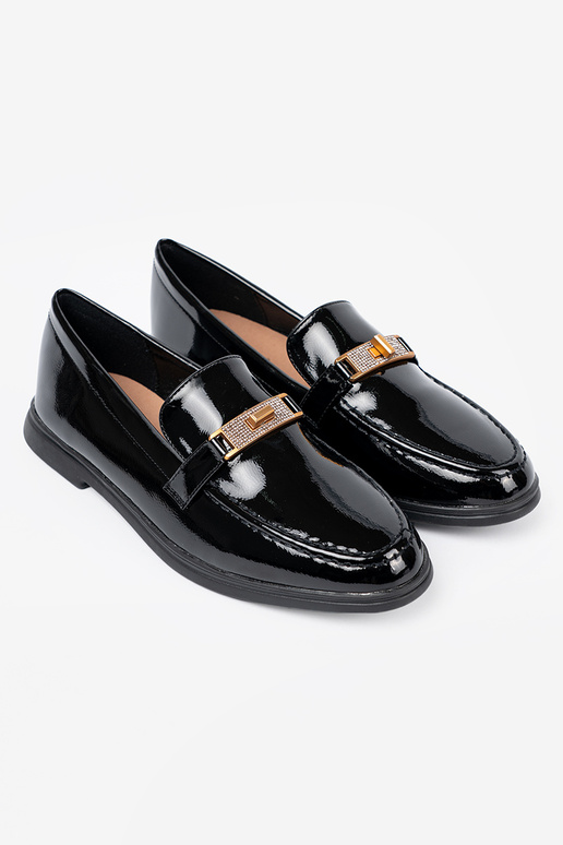 Estilo elegante lacado mocasines z złotą ozdobą