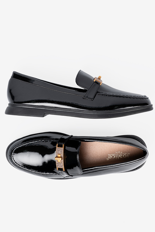 Estilo elegante lacado mocasines z złotą ozdobą