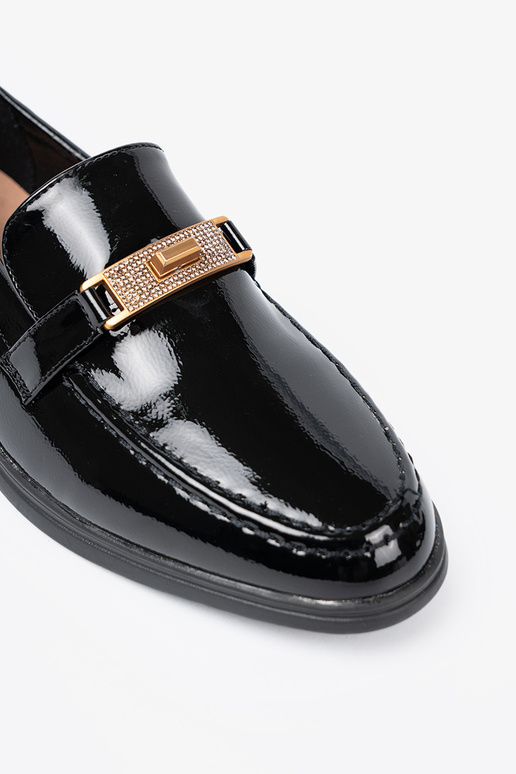 Estilo elegante lacado mocasines z złotą ozdobą