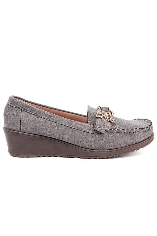 color gris medio zapatos con detalles dorados