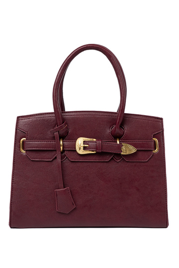 borgoña bolso con hebilla decorativa A doradom kolorze 2