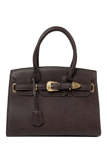 Tiene querron oscuro bolso con hebilla decorativa A doradom kolorze 2