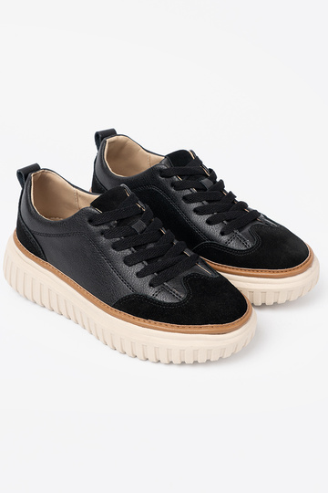 de color negro Zapatillas modelo zapatos. piel na beigej platformie Sergio Leone