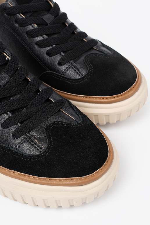 de color negro Zapatillas modelo zapatos. piel na beigej platformie Sergio Leone