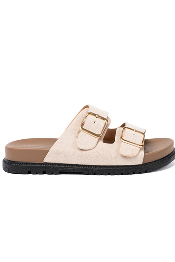 Zapatillas de mujer de moda. brillantementebeige z zamszoAym Aykończeniem 2