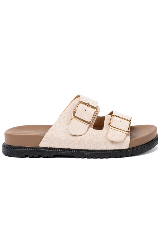 Zapatillas de mujer de moda. brillantementebeige z zamszoAym Aykończeniem