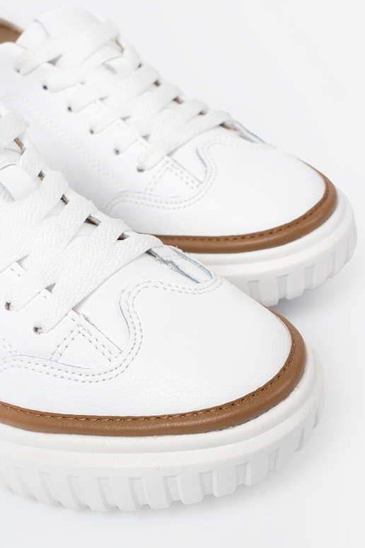 el color blanco Zapatillas modelo zapatos. piel platformie Sergio Leone