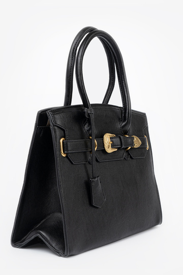 negro bolso con hebilla decorativa A doradom kolorze