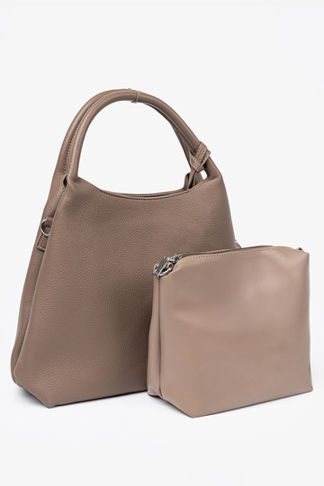 Elegante oscurobeige bolso z kosmetyczką A środku