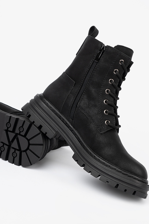 de color negro Zapatos de mujere z cordonesm i bieżnikiem Sergio Leone