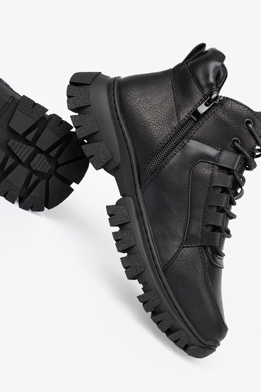 de color negro atado para arriba Botas z grubą podeszAą Sergio Leone